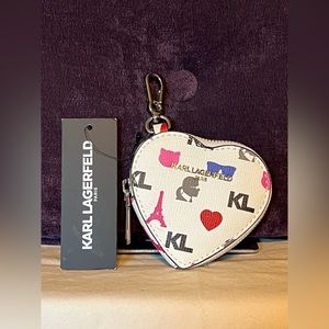 Karl Lagerfeld Paris 🩷Heart🩷 Shaped Coin/Card Zipper Pouch - Like New